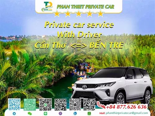 Car rental Can Tho <=> Ben Tre (private car with driver)